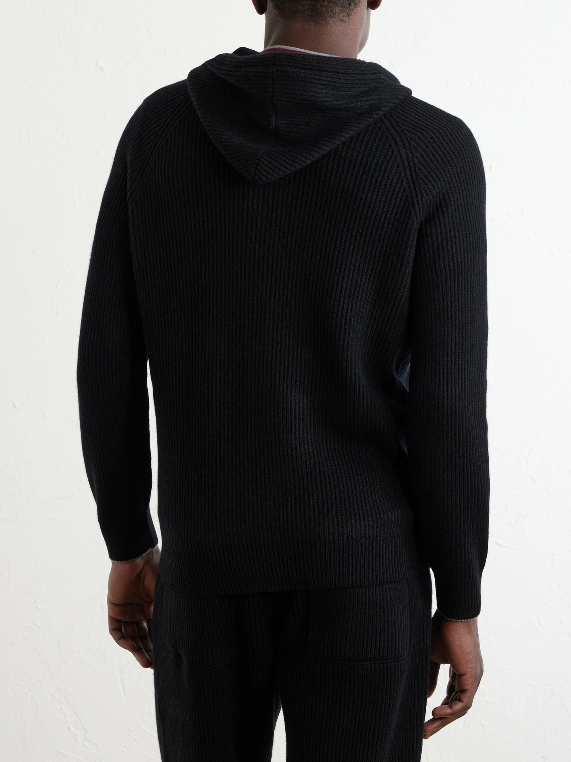 Brunello Cucinelli - Logo-Embroidered Ribbed Cashmere Zip-Up Hoodie - Black