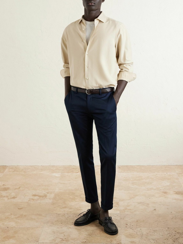 Photo: Paul Smith - Straight-Leg Cotton-Blend Twill Trousers - Blue