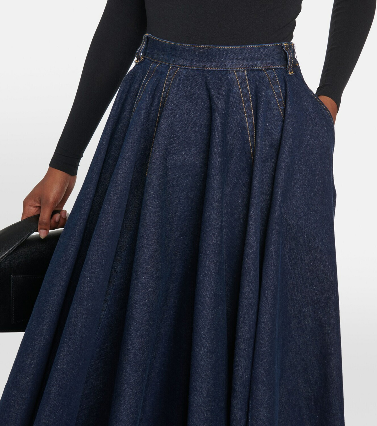 Womens Alaïa black Denim Midi Skirt