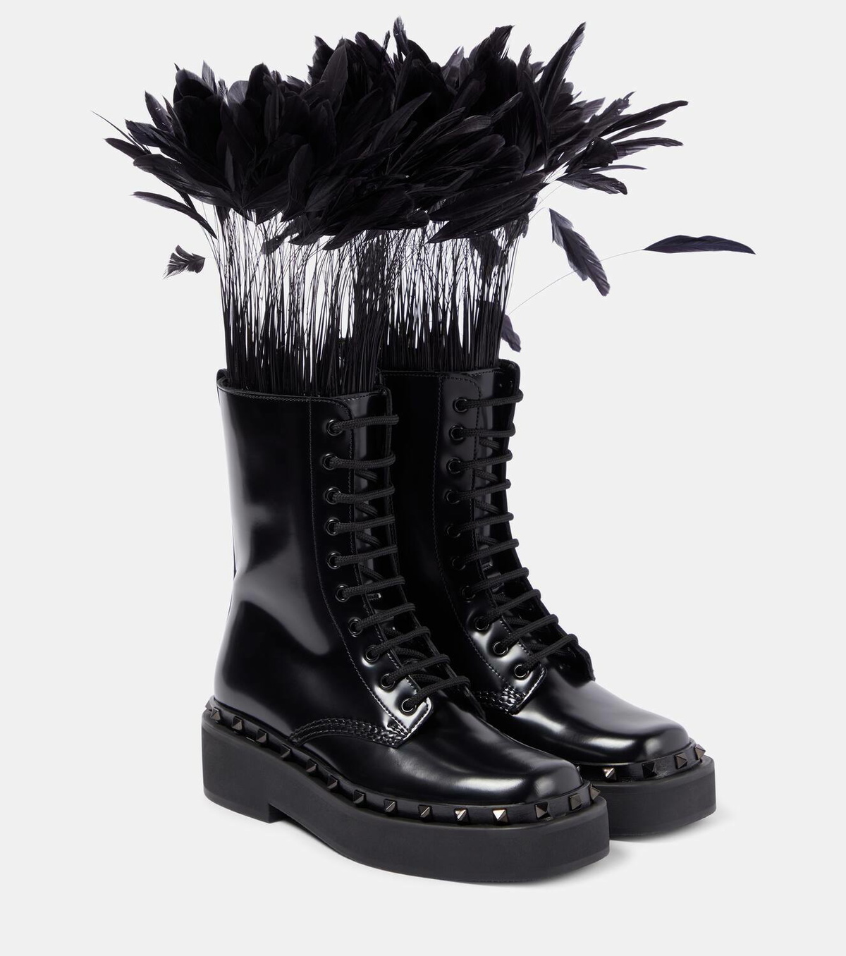 Valentino Garavani Rockstud M-Way leather combat boots
