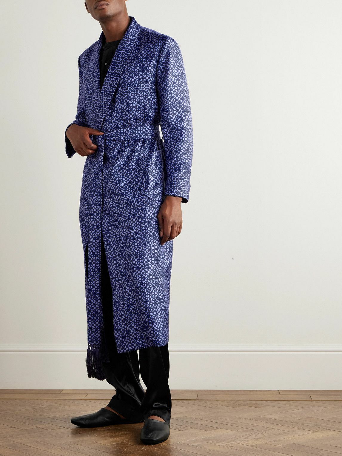 Charvet - Belted Printed Silk-Twill Robe - Purple
