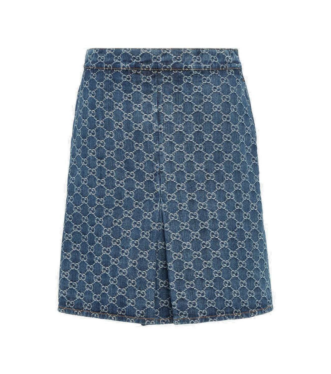 Gucci GG pleated denim jacquard midi skirt Gucci