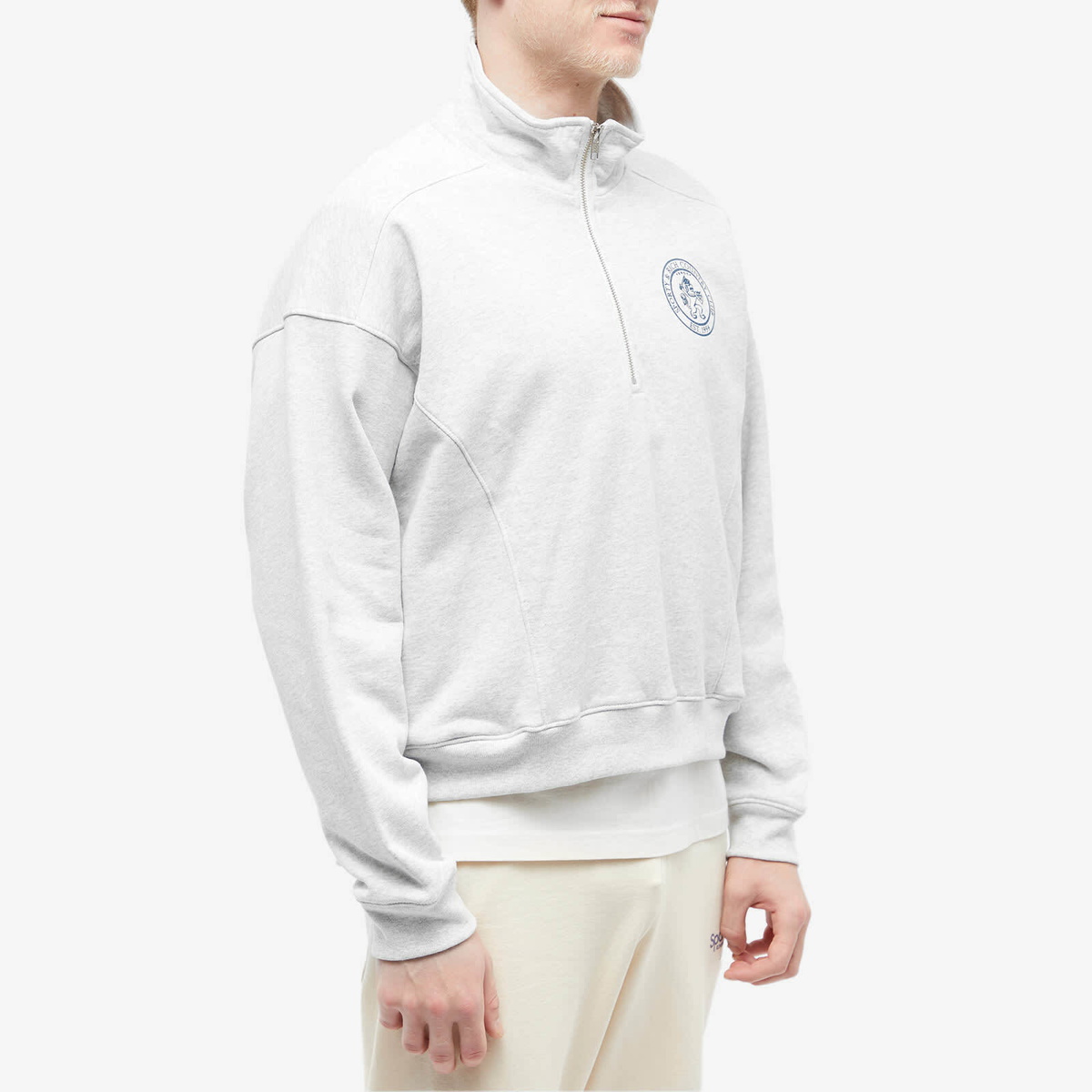 Sporty & Rich Men's Lion Crest Quarter Zip Sweat in Heather