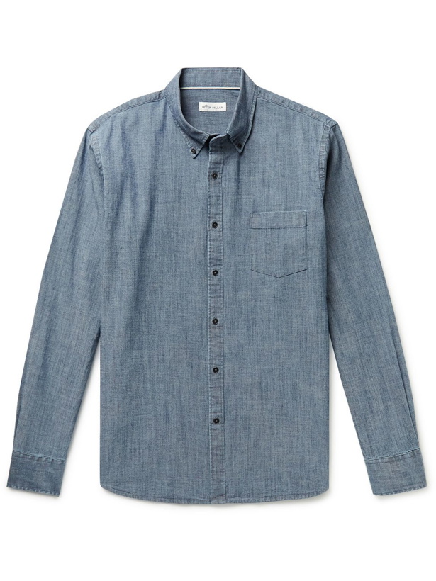 Photo: Peter Millar - Tamworth Button-Down Collar Cotton-Blend Chambray Shirt - Blue