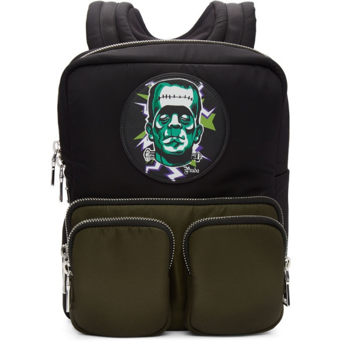 Photo: Prada Black Universal Studios Edition Frankenstein Logo Backpack