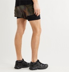 Satisfy - Layered Tie-Dyed Ripstop and Justice Trail Running Shorts - Brown