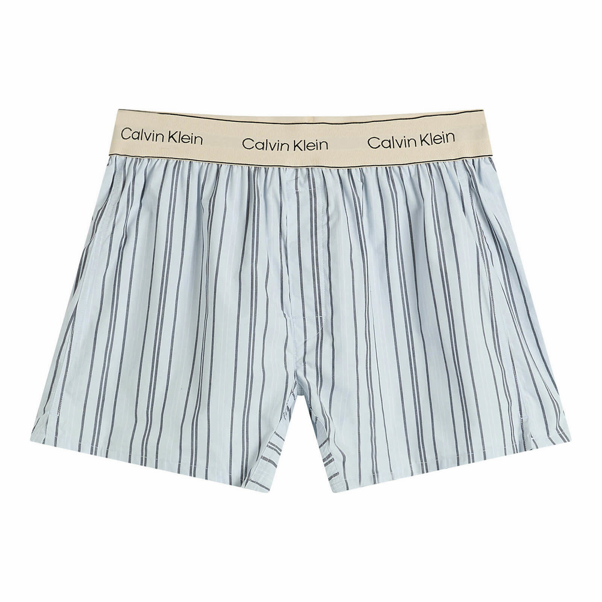 Calvin Klein Men's Heritage Cotton Poplin Sleep Short in Majorca Stripe Breezy Blue