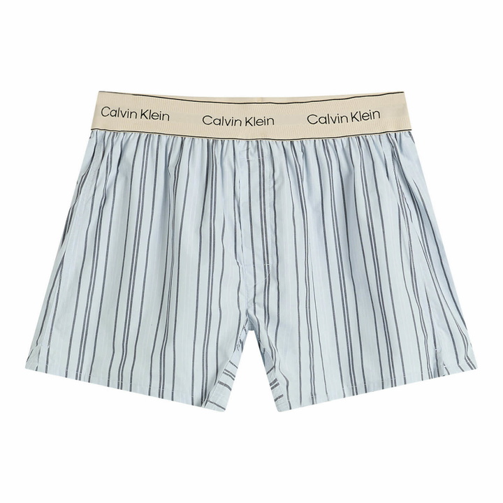 Photo: Calvin Klein Men's Heritage Cotton Poplin Sleep Short in Majorca Stripe Breezy Blue
