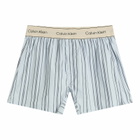 Calvin Klein Men's Heritage Cotton Poplin Sleep Short in Majorca Stripe Breezy Blue