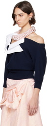 ALL-IN Navy Suspended Necklace Sweater