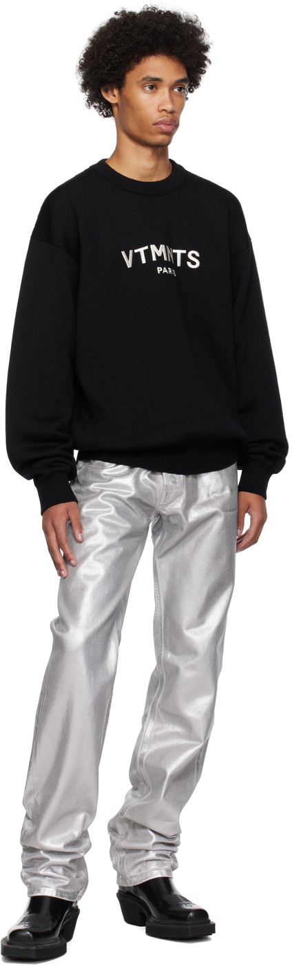 VTMNTS Black Embroidered Sweater