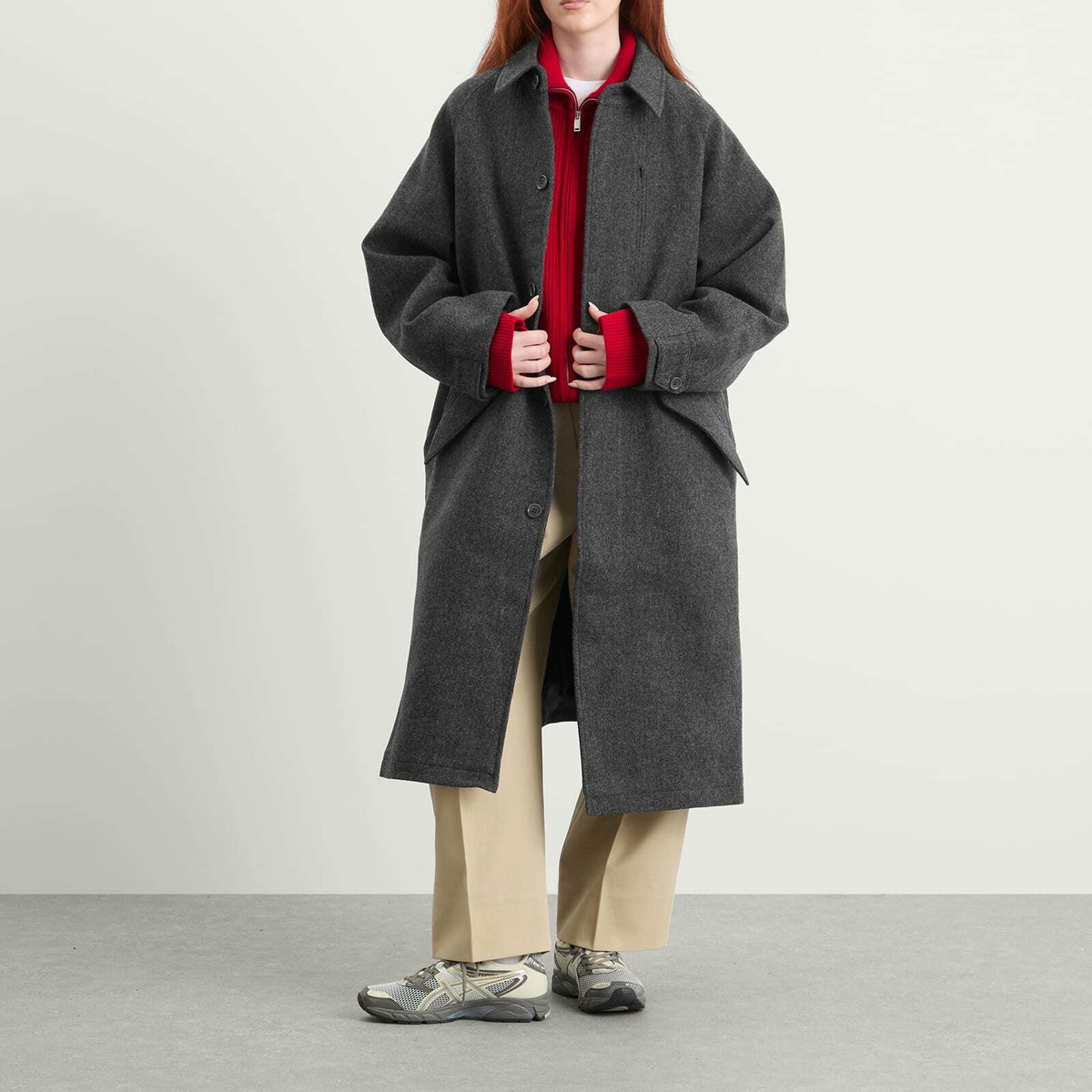 YMC Women's Tyrell Trench Coat in Grey Melange