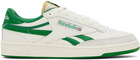 Reebok Classics Off-White & Green Club C Revenge Vintage Sneakers