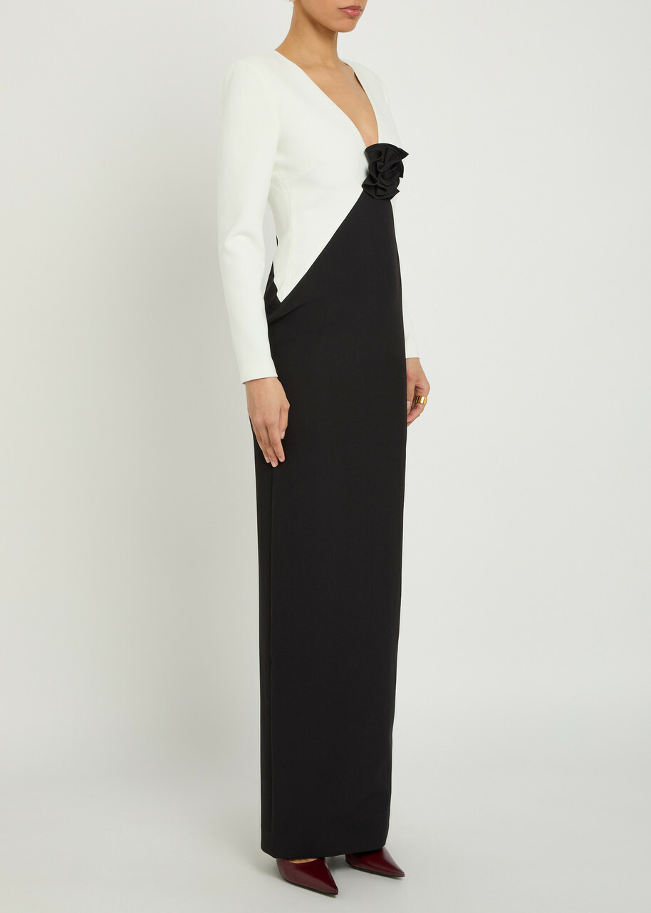 Roland Mouret Colour-blocked Crepe Maxi Dress Black