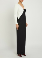 Roland Mouret Colour-blocked Crepe Maxi Dress Black
