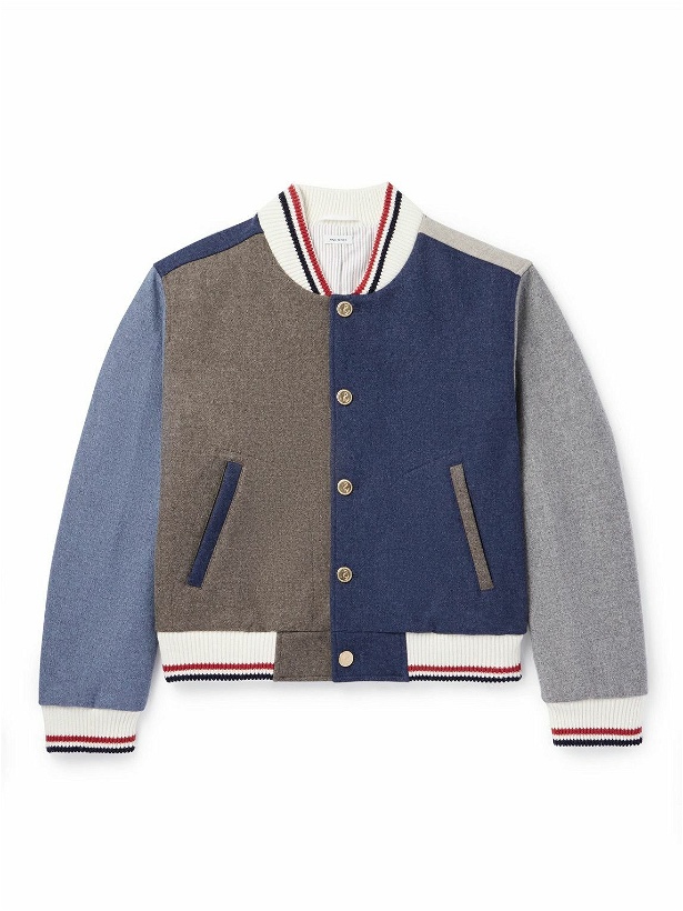 Photo: Thom Browne - Colour-Block Brushed Wool and Cashmere-Blend Bomber Jacket - Blue
