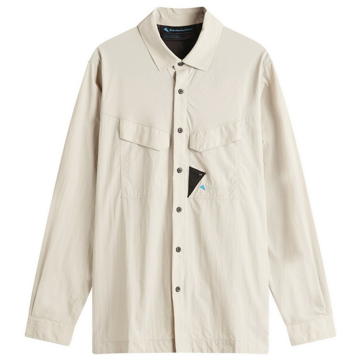 Photo: Klättermusen Men's Syn Long Sleeve Shirt in Silver Creme