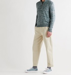 Inis Meáin - Mélange Linen Half-Zip Sweater - Blue