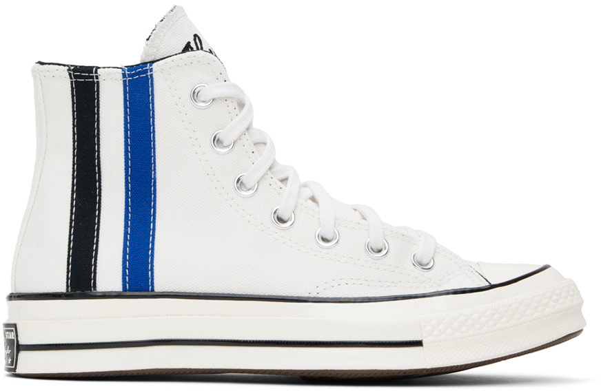 Off White Chuck 70 Archival Stripes High Top Sneakers by Converse on Sale