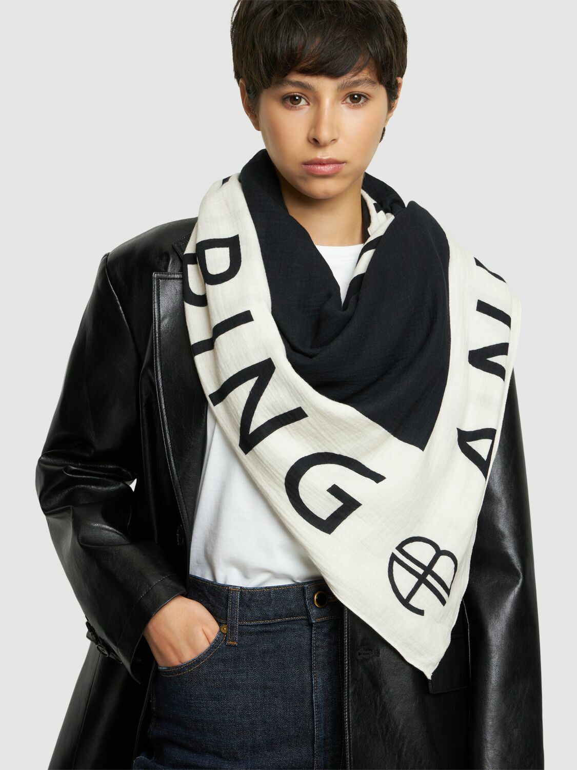 ANINE BING Praia Sarong Logo Cotton Scarf ANINE BING