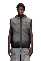 Diesel Hooded vest in denim-effect jacquard - Sweaters - Unisex - Black