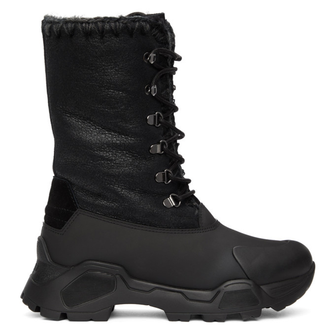 Photo: Mou Black Lace-Up Mountain Boots