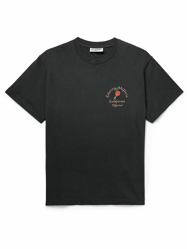Photo: CHERRY LA - Logo-Print Cotton-Jersey T-Shirt - Black