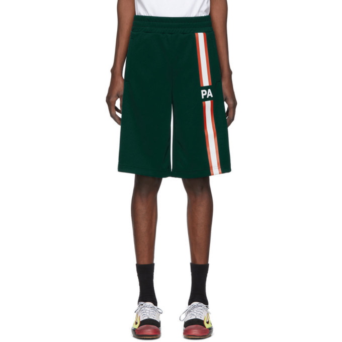 Photo: Palm Angels Green Monogram Track Shorts