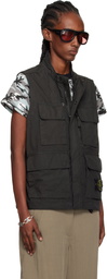 Stone Island Gray G100001 Canvas Weave Organic Cotton Vest