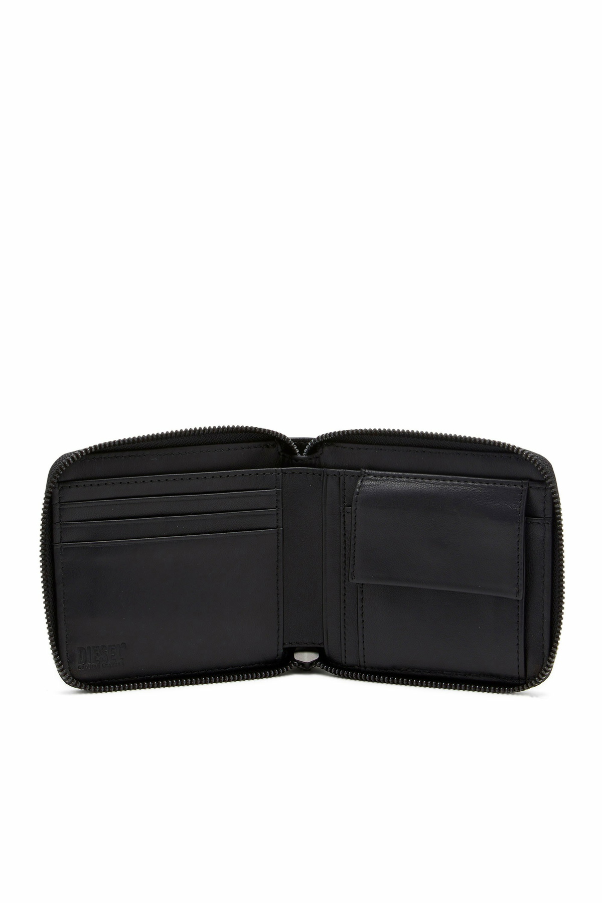 Diesel Leather zip wallet with embossed logo - Small Wallets Mens in Black