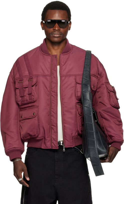Photo: LU'U DAN Burgundy Aviator Bomber Jacket