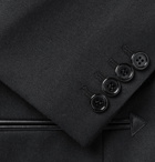 Saint Laurent - Black Slim-Fit Leather-Trimmed Wool Blazer - Men - Black