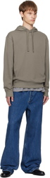 Hugo Taupe Cotton-Terry Relaxed-Fit Hoodie