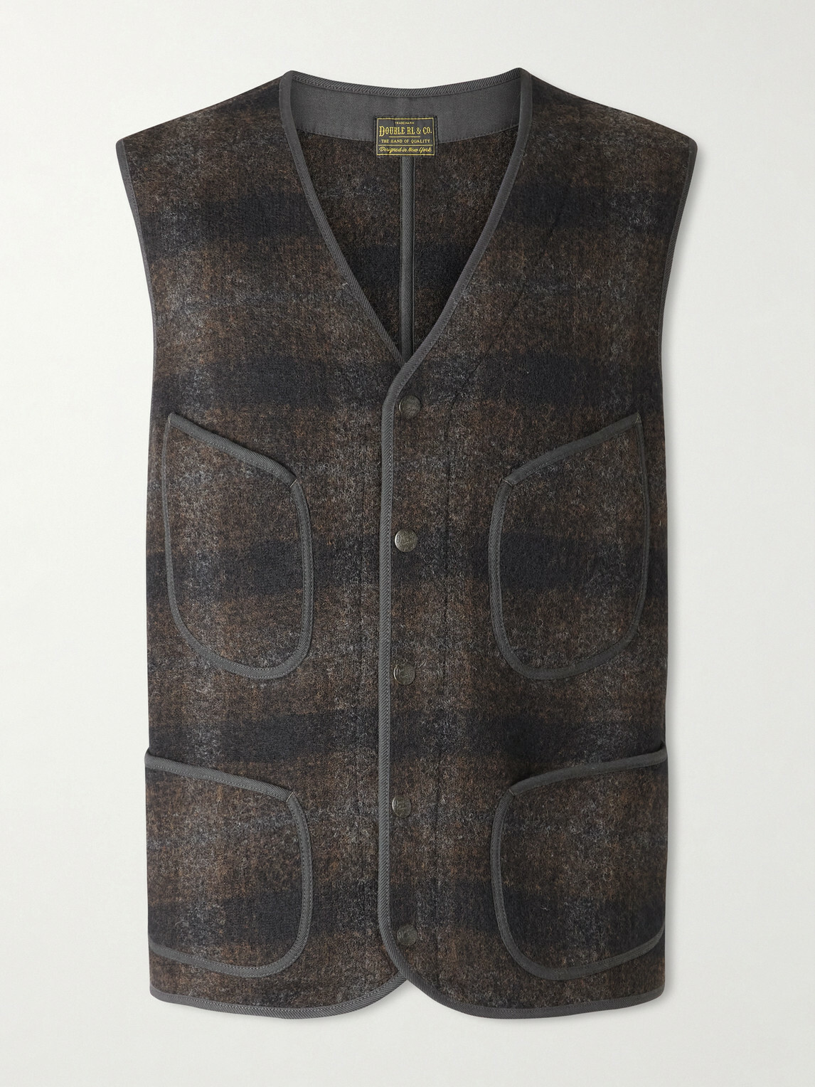 RRL - Monroe Slim-Fit Checked Wool and Cotton-Blend Vest - Brown