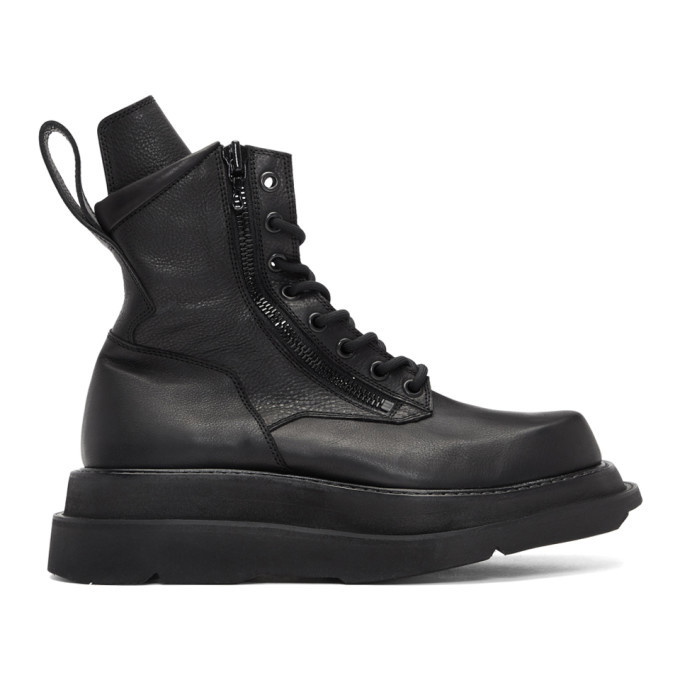 Julius Black Wide Sole Combat Boots Julius