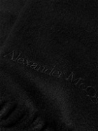 Alexander McQueen - Fringed Logo-Embroidered Cashmere Scarf - Black