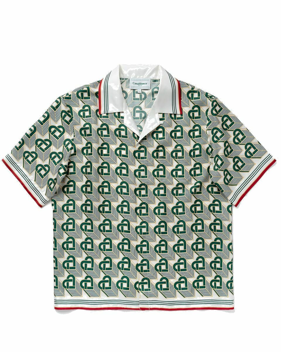 Photo: Casablanca Cuban Collar Short Sleeve Shirt Green - Mens - Longsleeves