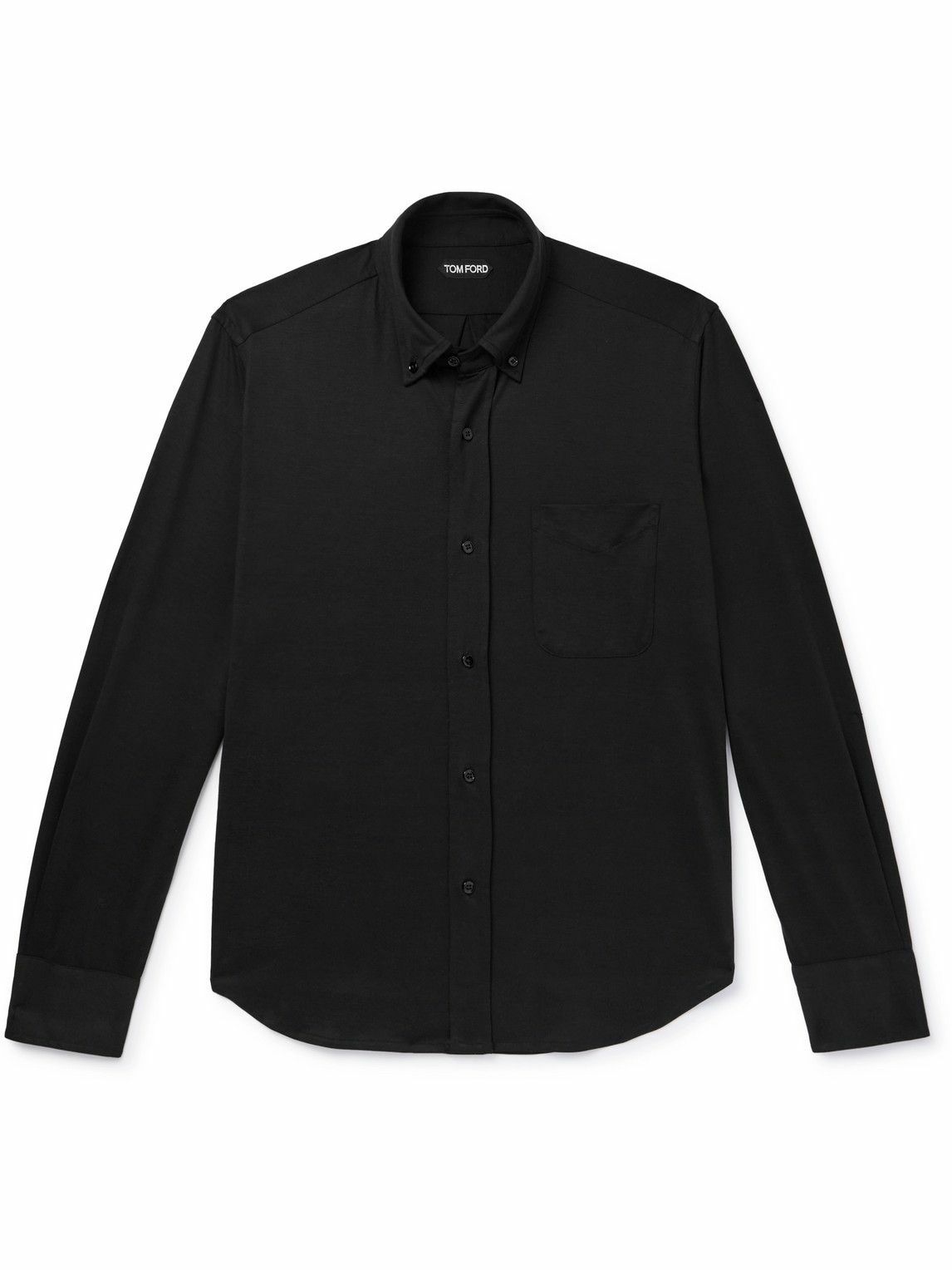 TOM FORD - Button-Down Collar Silk and Cotton-Blend Shirt - Black