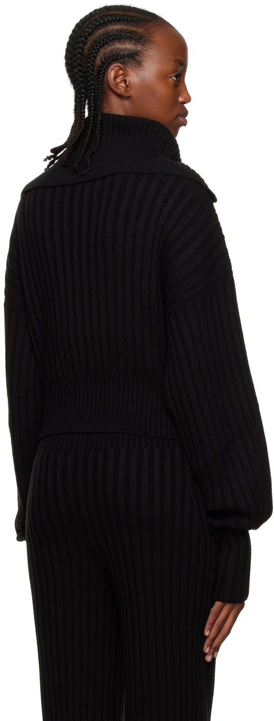 DRAE Black Zip-Up Sweater