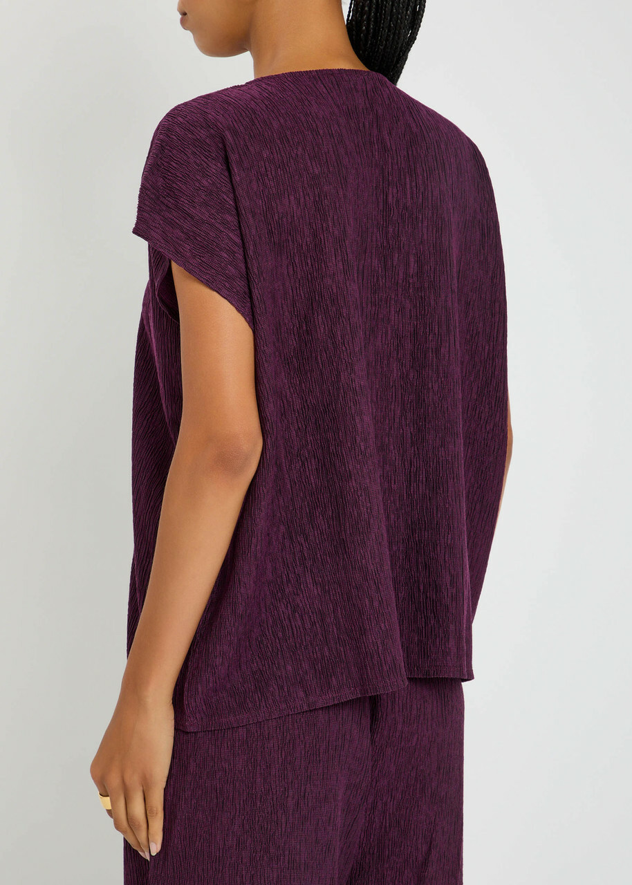 Eileen Fisher V-neck Plissé top Purple