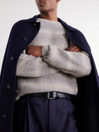 Kiton - Striped Wool and Cashmere-Blend Sweater - Gray