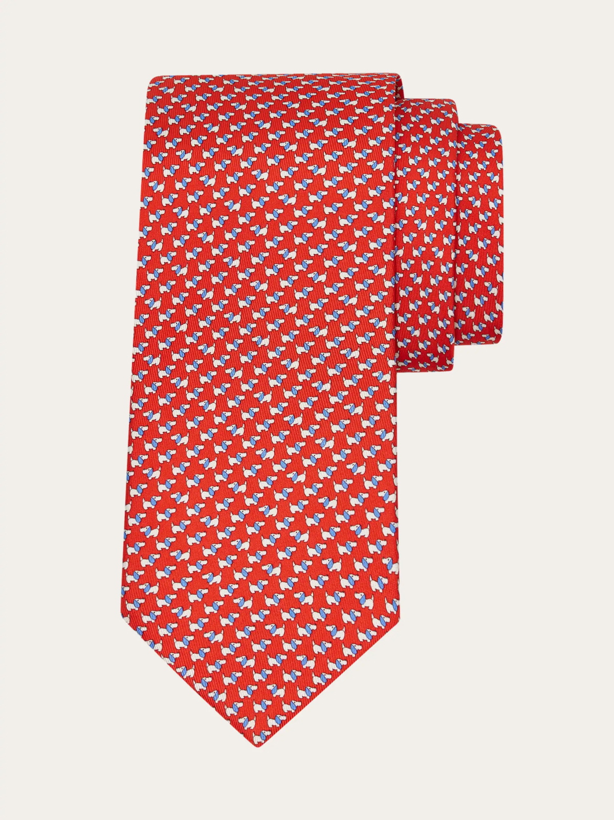 Ferragamo Mens Dylan print silk tie in Red
