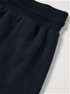 Ermenegildo Zegna - Wide-Leg Cotton-Blend Jersey Drawstring Shorts - Blue