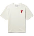 AMI - Logo-Appliquéd Cotton-Jersey T-Shirt - White