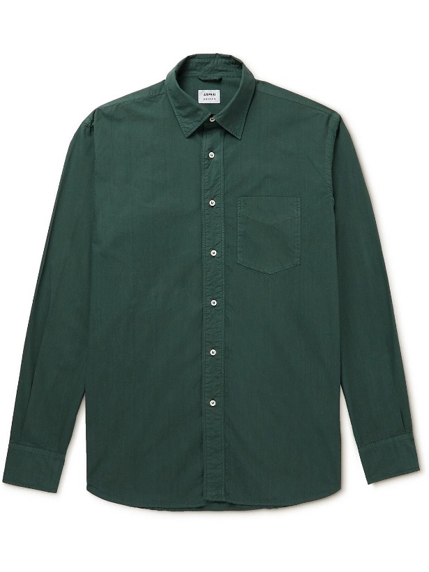 Photo: Aspesi - Garment-Dyed Cotton-Poplin Shirt - Green