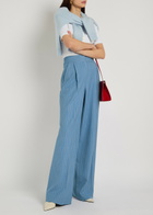 Veronica Beard Heyser Striped Wide-leg Trousers Blue