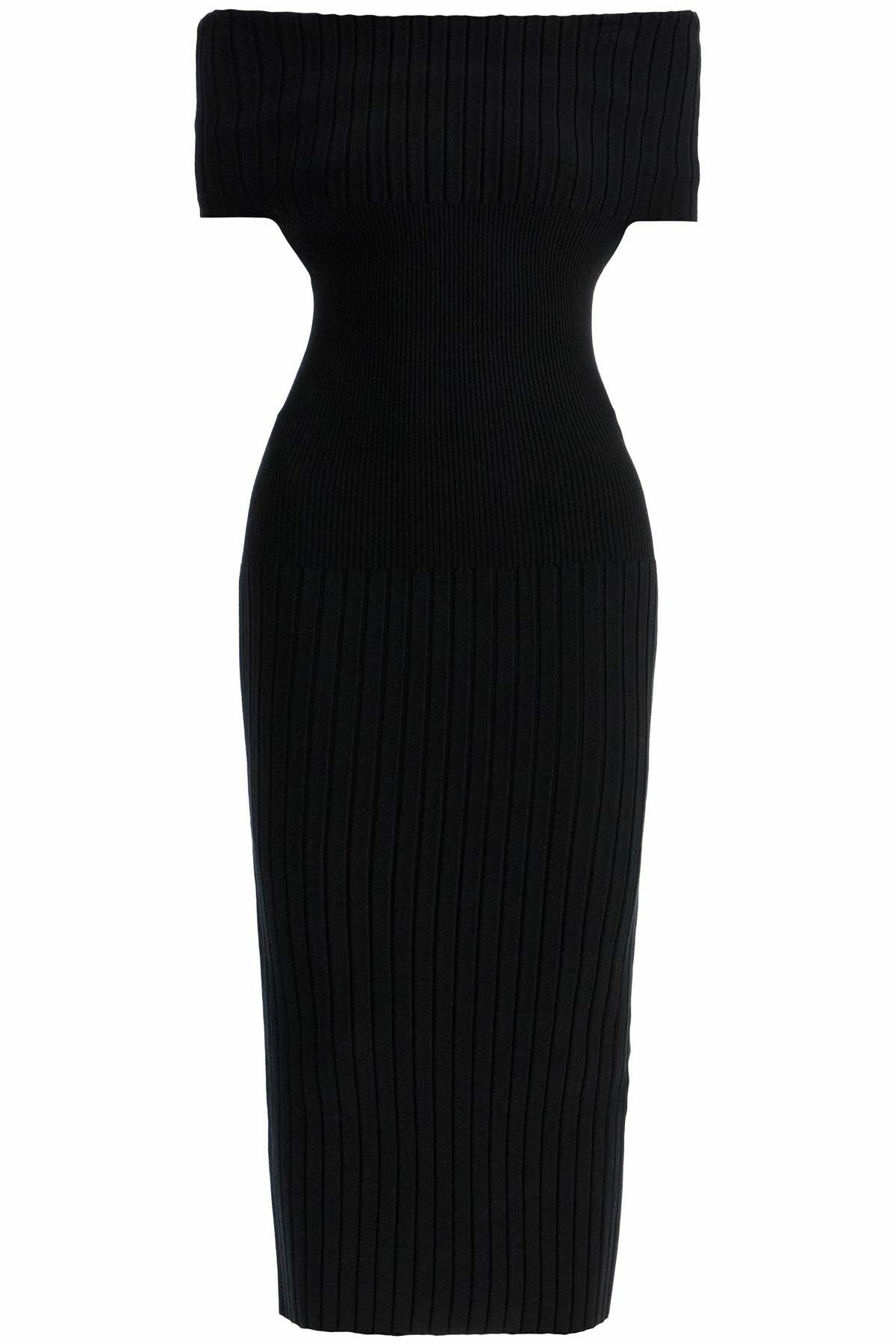 SPORTMAX off-shoulder midi knit dress Black Sportmax