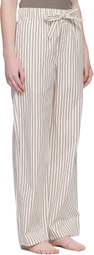 Tekla Off-White & Brown Poplin Pyjama Pants