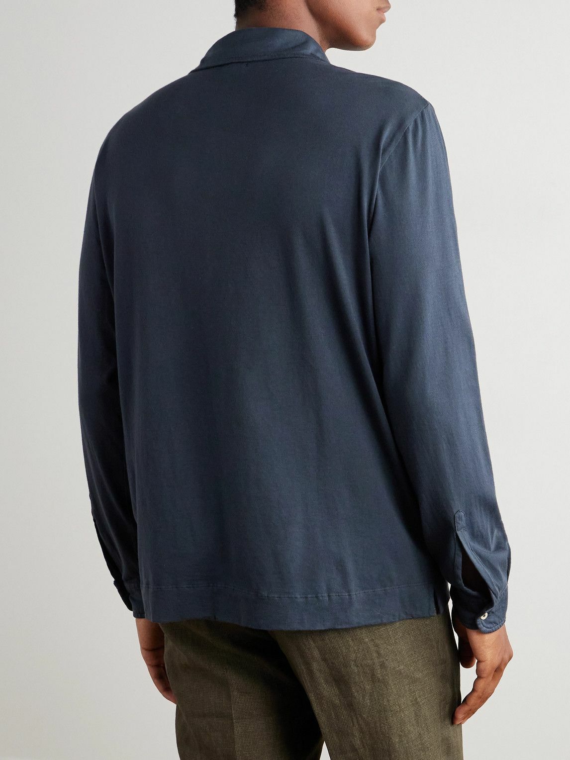 Massimo Alba - Ischia Cotton and Cashmere-Blend Jersey Polo Shirt - Blue