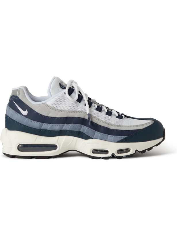 Photo: Nike - Air Max 95 Panelled Leather, Suede and Mesh Sneakers - Blue